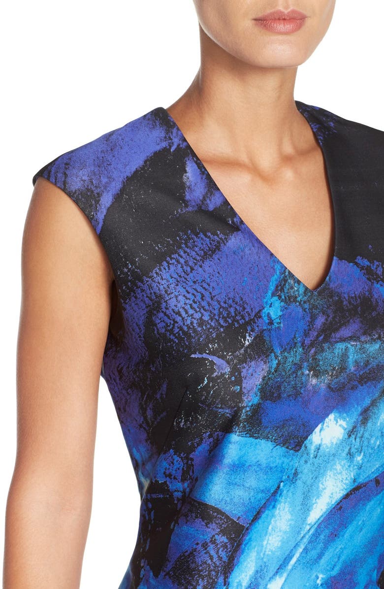 Donna Ricco Print Scuba Sheath Dress, Alternate, color, 