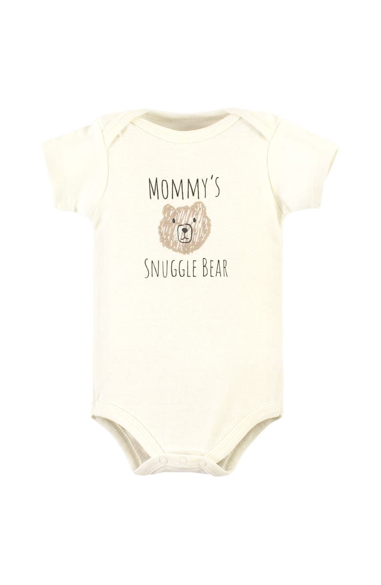 Hudson Baby Cotton Infant Essentials Bodysuit, Pants, and Shoes 3Pk, Alternate, color, Snuggle Bear Short Sleeve