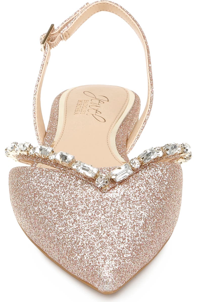 Jewel Badgley Mischka Camden Pointed Toe Slingback Flat, Alternate, color, Rose Gold