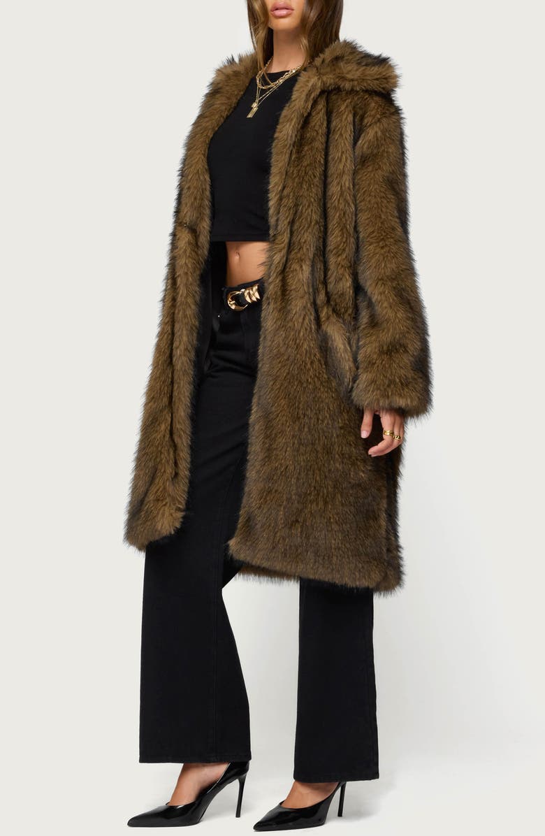 EDIKTED Saphira Oversize Faux Fur Coat, Alternate, color,