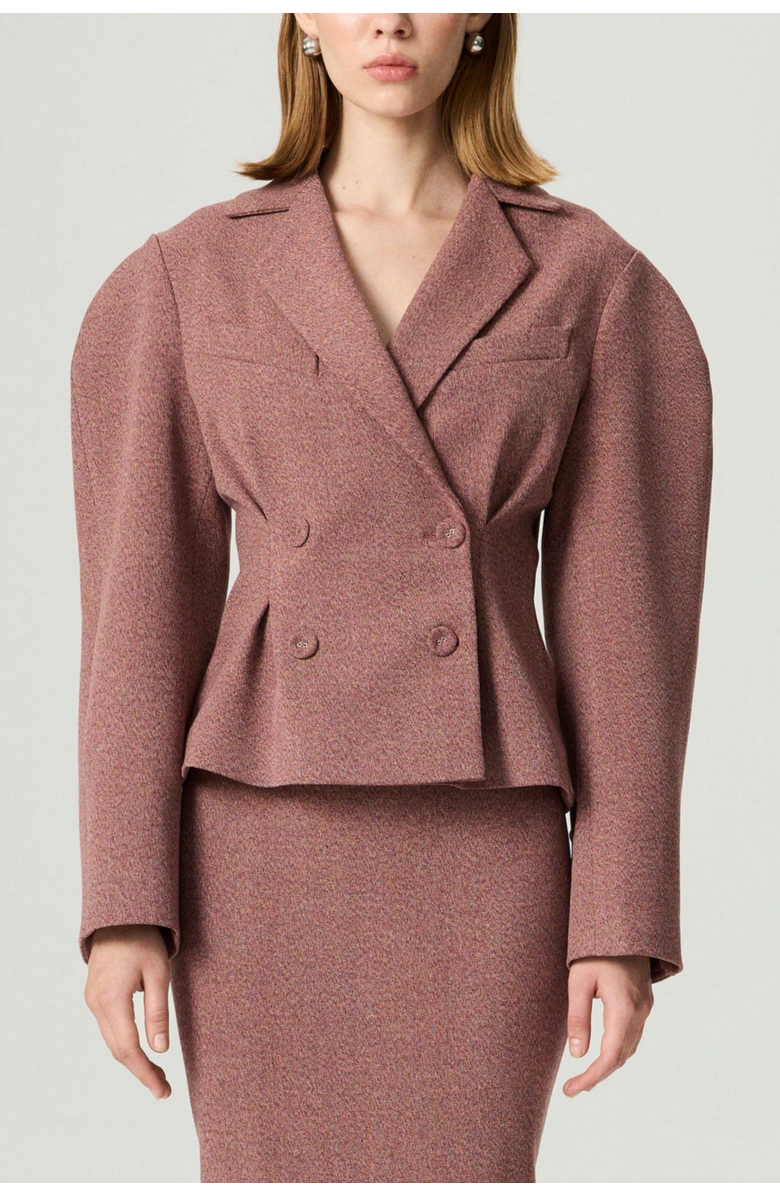 Nocturne Double-Breasted Tailored Blazer, Main, color, Burgundy