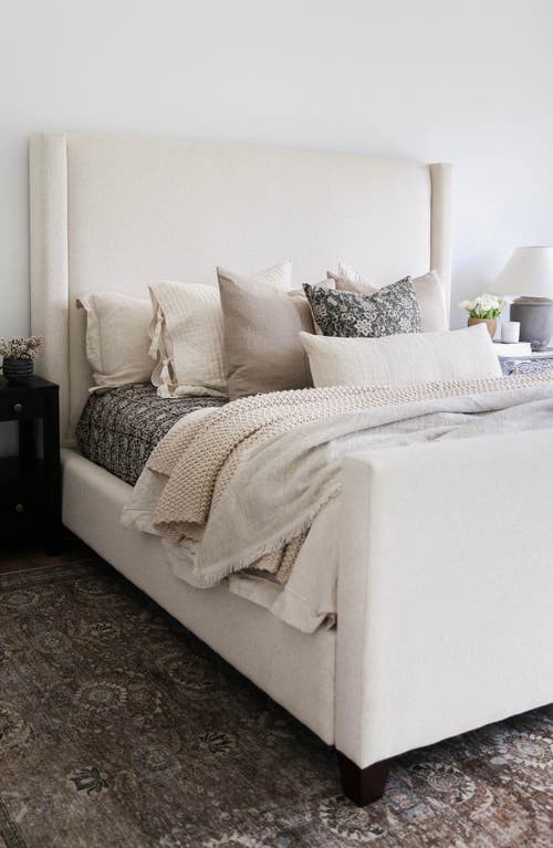 Linen & James Hadley Woven Cream & Sand Stripe Pillow Cover In Cream
