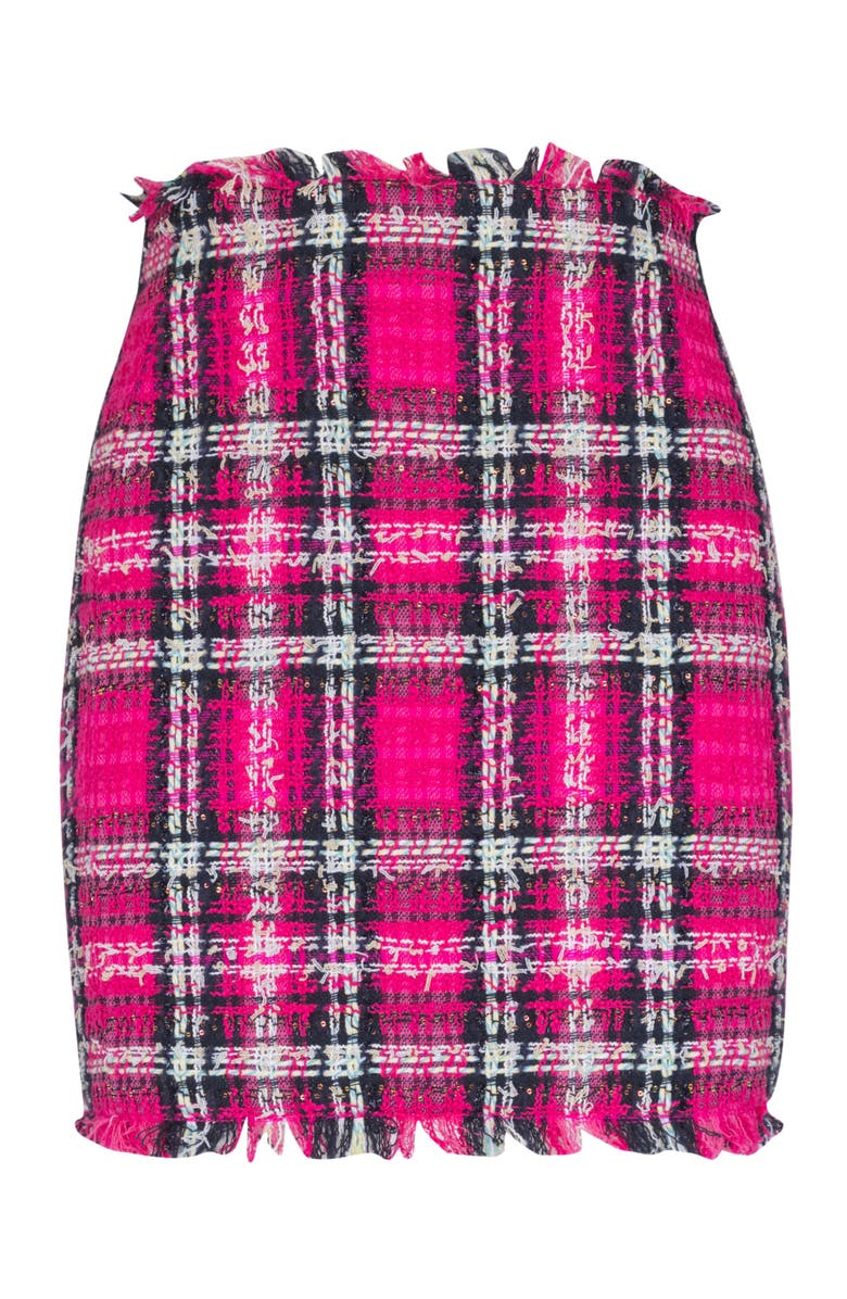 Balmain Short glitter tweed skirt, Alternate, color, Pink