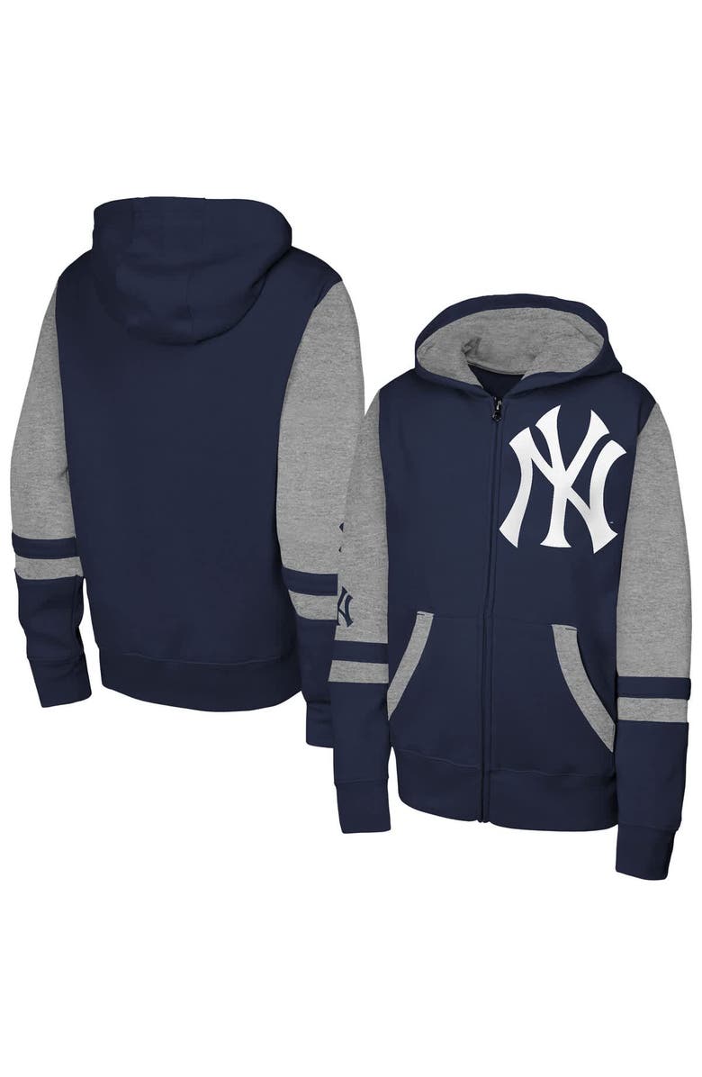 Outerstuff Men's Outerstuff Navy New York Yankees Stadium Colorblock Full-Zip Hoodie, Main, color,