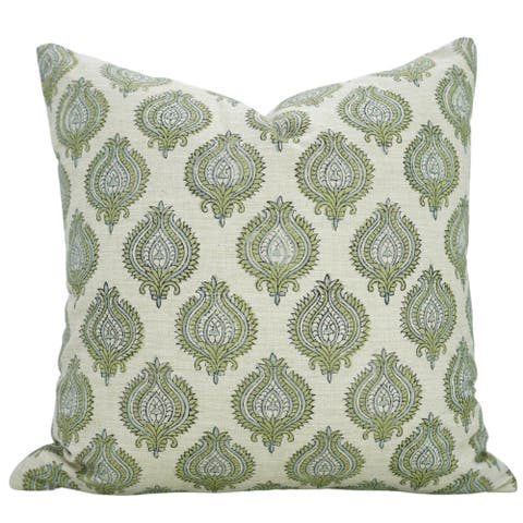 Uday Hand Block Printed Linen Blend Pillow Cover