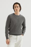 Brunello Cucinelli Cashmere ribbed sweater with cotton inserts