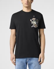 PHILIPP PLEIN Round Neck T-Shirt Tennis Pet Patch Men