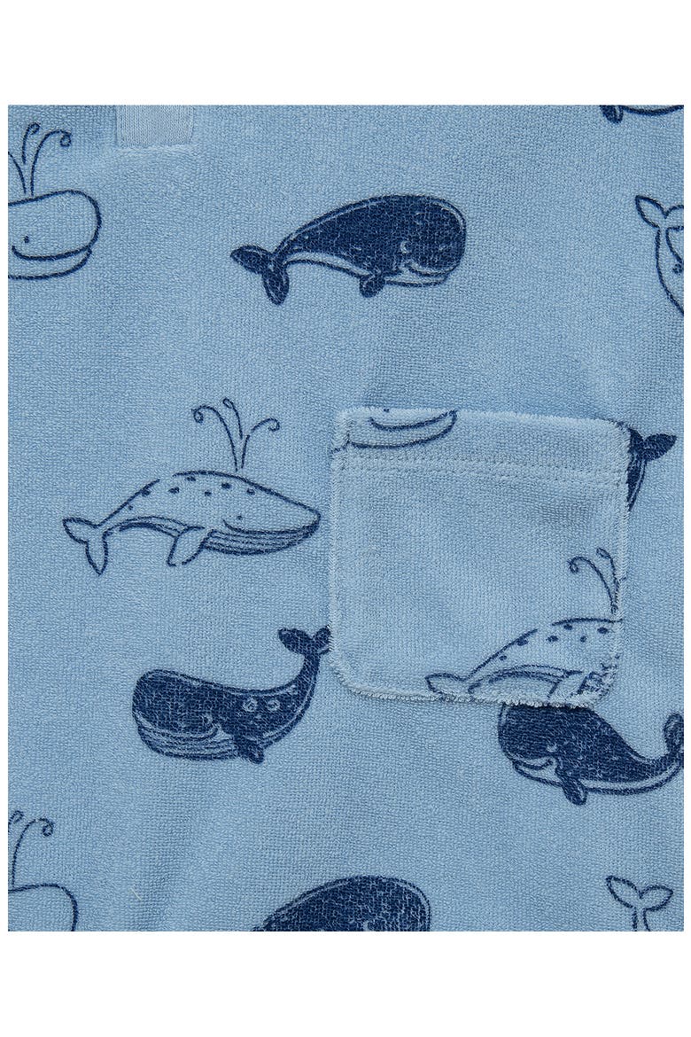 Whale Print Terry Romper & Sun Hat Set, Alternate, color, BLUE