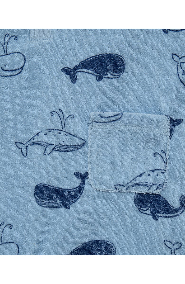 Little Me Whale Print Terry Romper & Sun Hat Set, Alternate, color, Blue