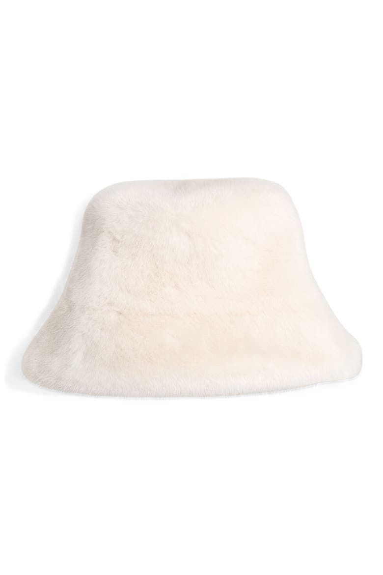 Cora Faux Fur Bucket Hat, Main, color, IVORY