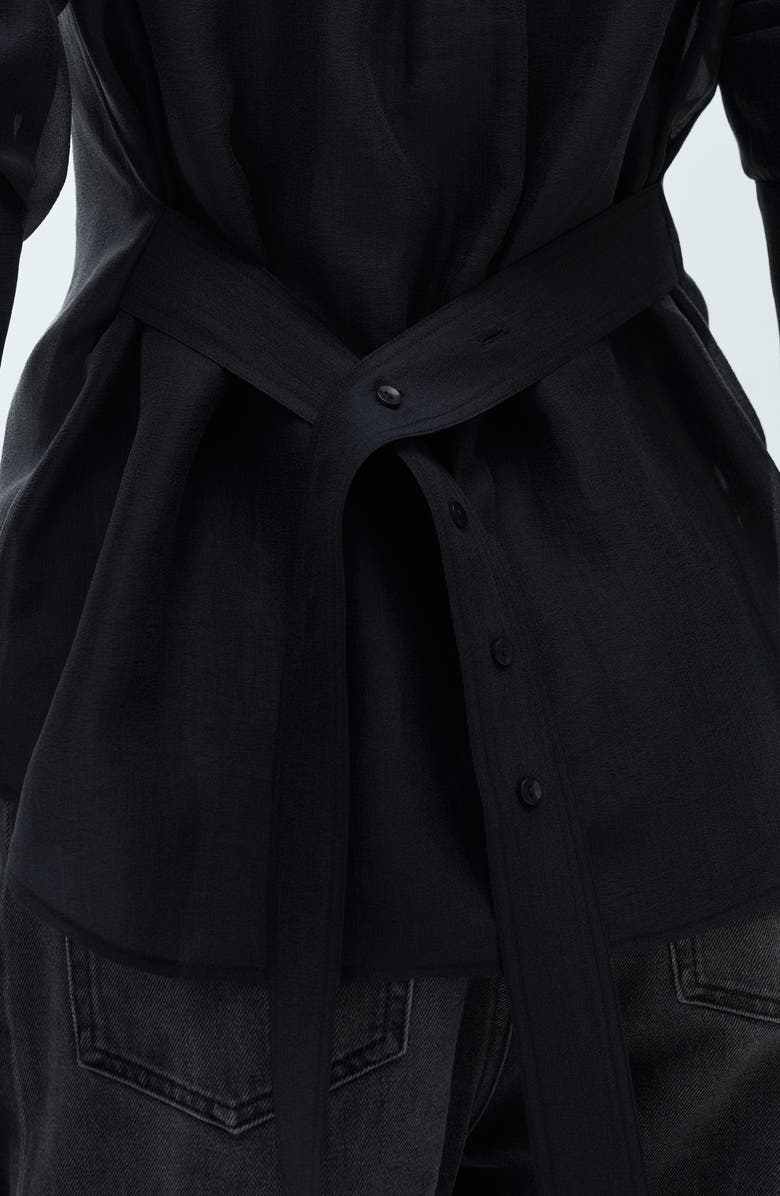 MANGO Cinch Back Button-Up Shirt, Alternate, color,