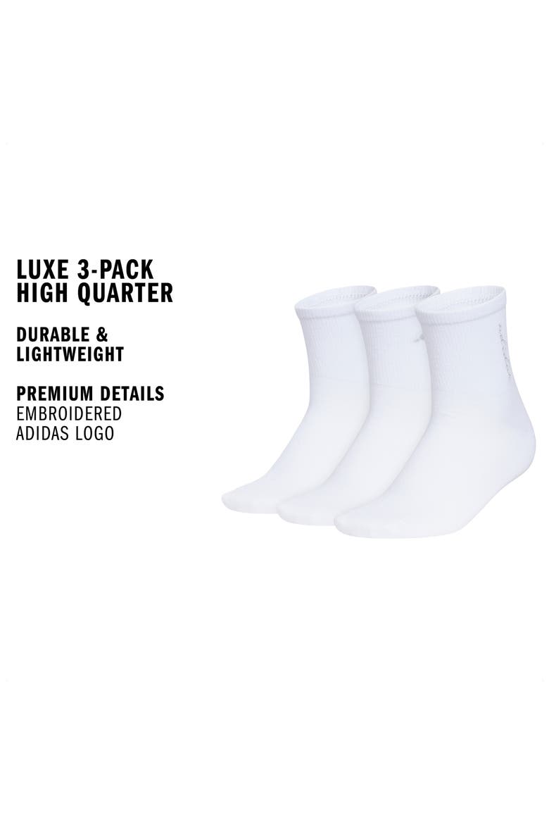 Luxe 3-Pack High Quarter Socks, Alternate, color, WHITE/ GOLD/ SILVER