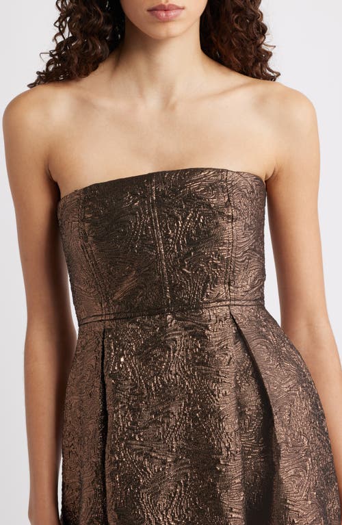 Cece Metallic Strapless Midi Dress In Brown