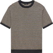 Theory Stripe Short Sleeve Linen
Cotton Blend Crewneck Sweater