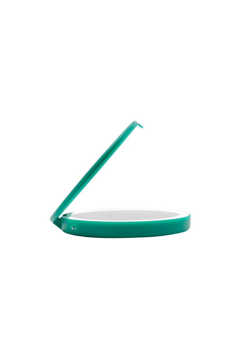 Ariel Compact Mirror with Wireless Power Bank Charging Base, Alternate, color, Green