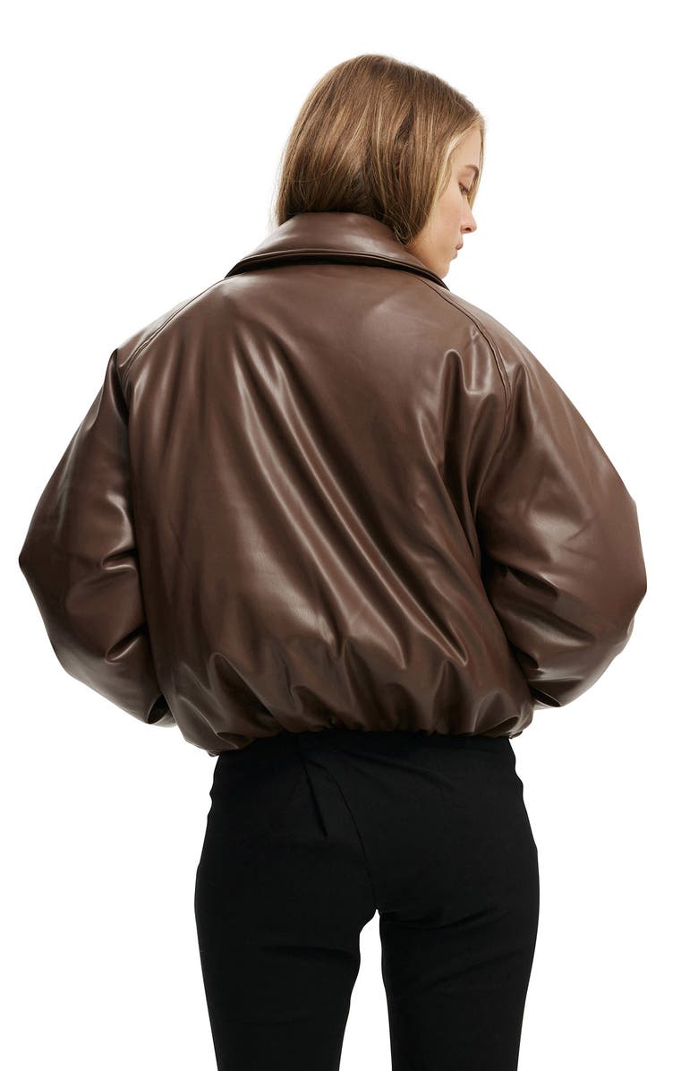 Cotton On Women's Faux Leather Puff Bomber, Alternate, color, 