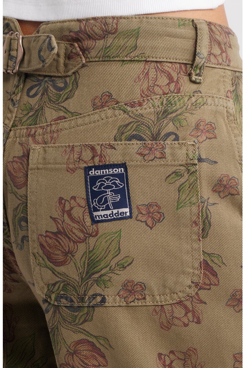 Drew Floral Print Relaxed Utility Jeans, Alternate, color, KHAKI