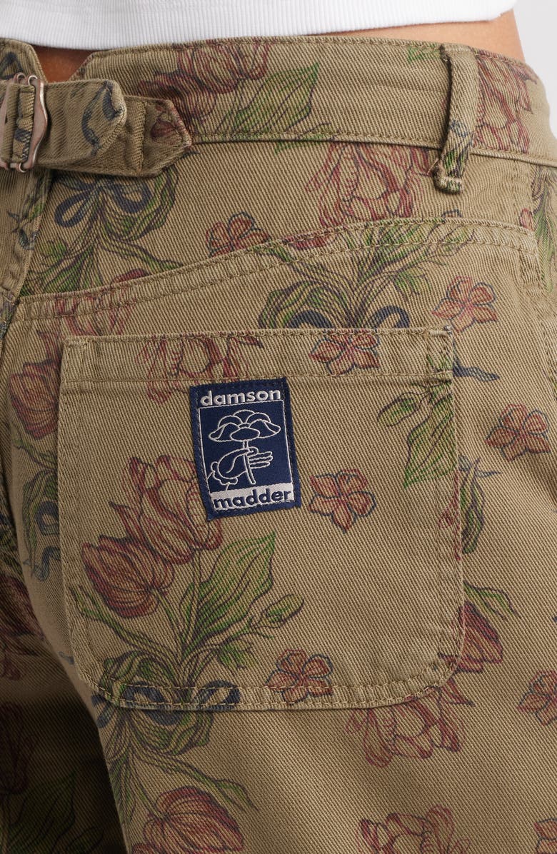 Damson Madder Drew Floral Print Relaxed Utility Jeans, Alternate, color, Khaki