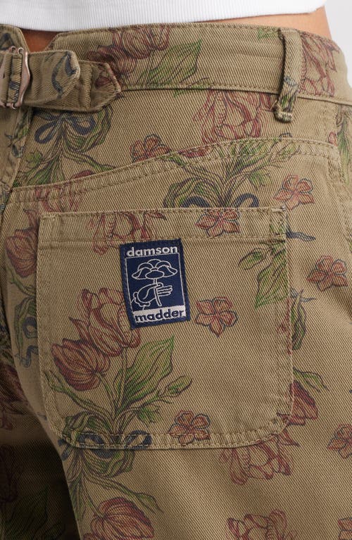 Damson Madder Drew Floral Print Relaxed Utility Jeans In Brown