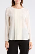 BOSS Bemiu Pleated Long Sleeve Silk Top
