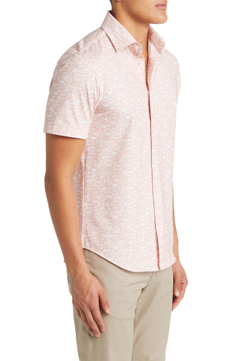 Bugatchi Miles OoohCotton<sup>®</sup> Fish Print Short Sleeve Button-Up Shirt, Alternate, color, 
