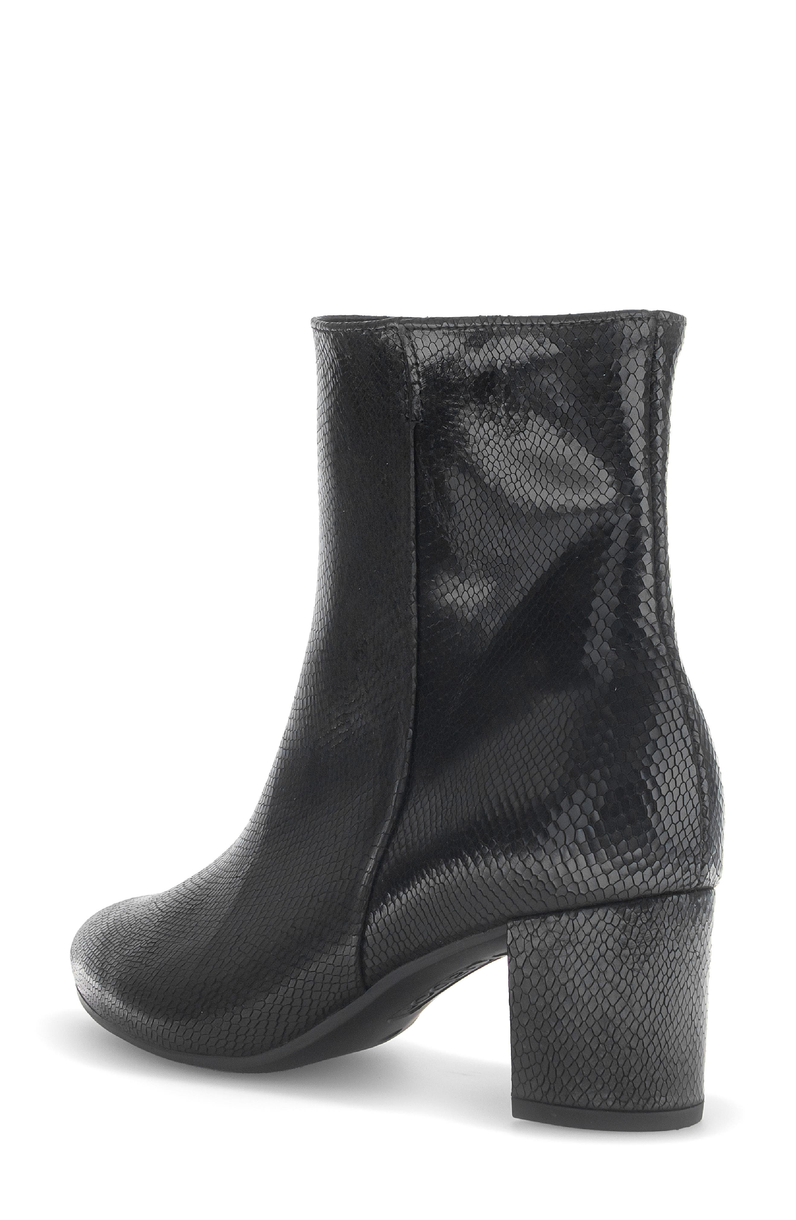 Sabine Croc Embossed Leather Bootie, Alternate, color, BLACK