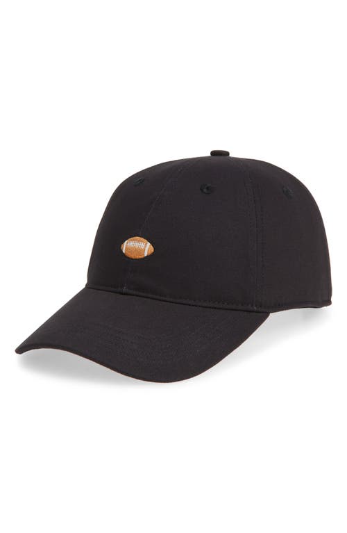 Frasier Sterling Embroidered Football Baseball Cap In Black