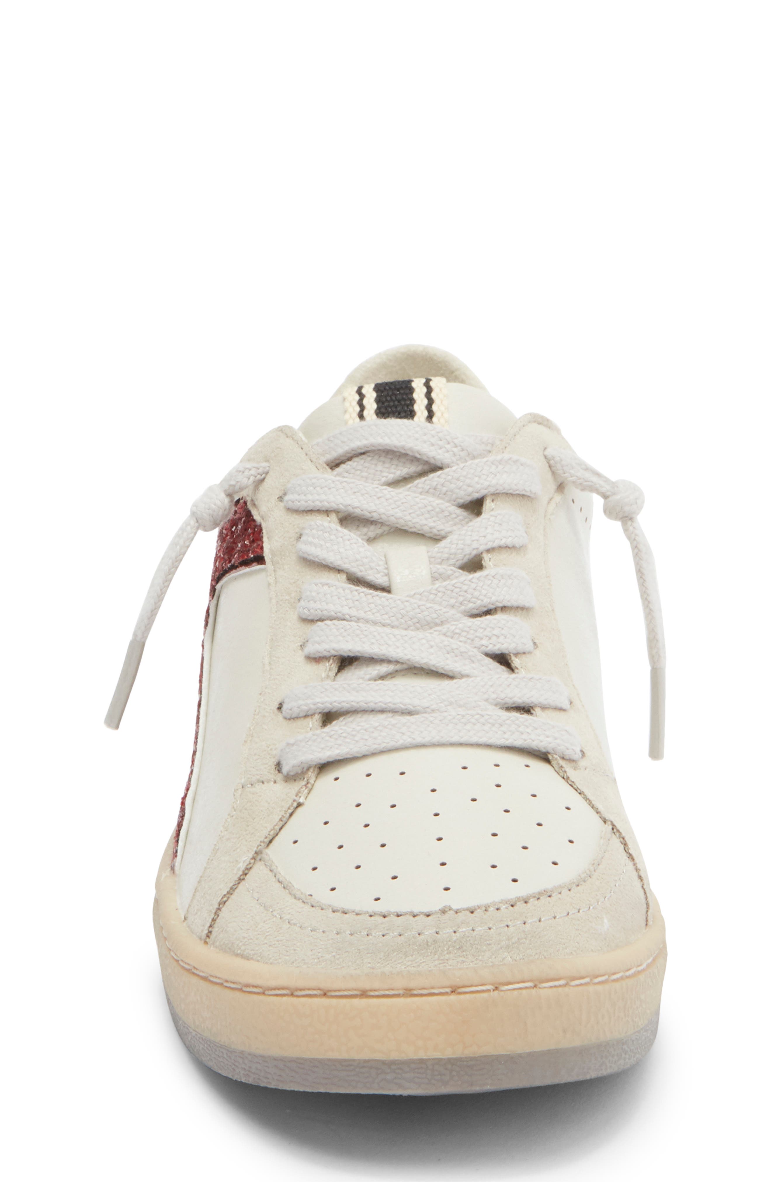 SHUSHOP Kids' Salma Sneaker, Alternate, color, White/ Dark Red Glitter