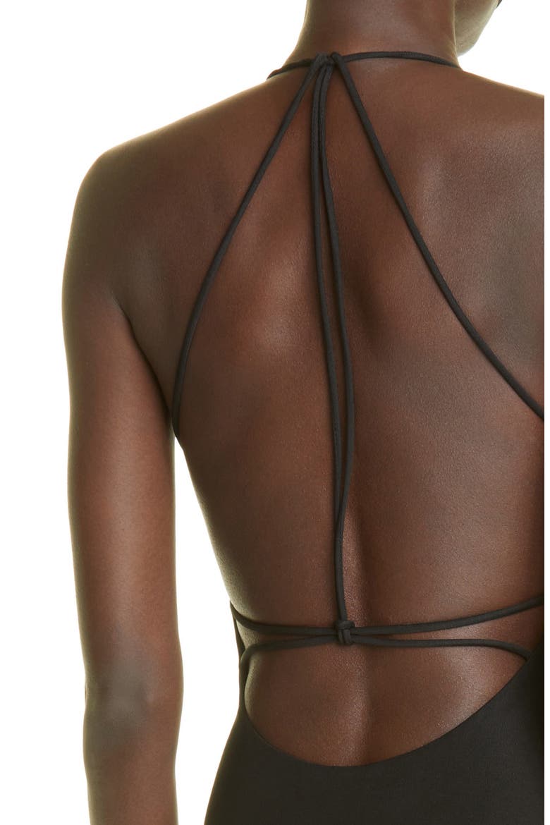 Rina Strappy Back Crepe Jersey Midi Dress, Alternate, color, BLACK
