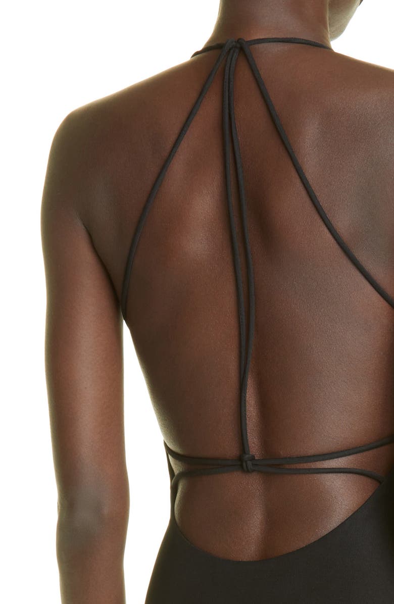 Khaite Rina Strappy Back Crepe Jersey Midi Dress, Alternate, color, 