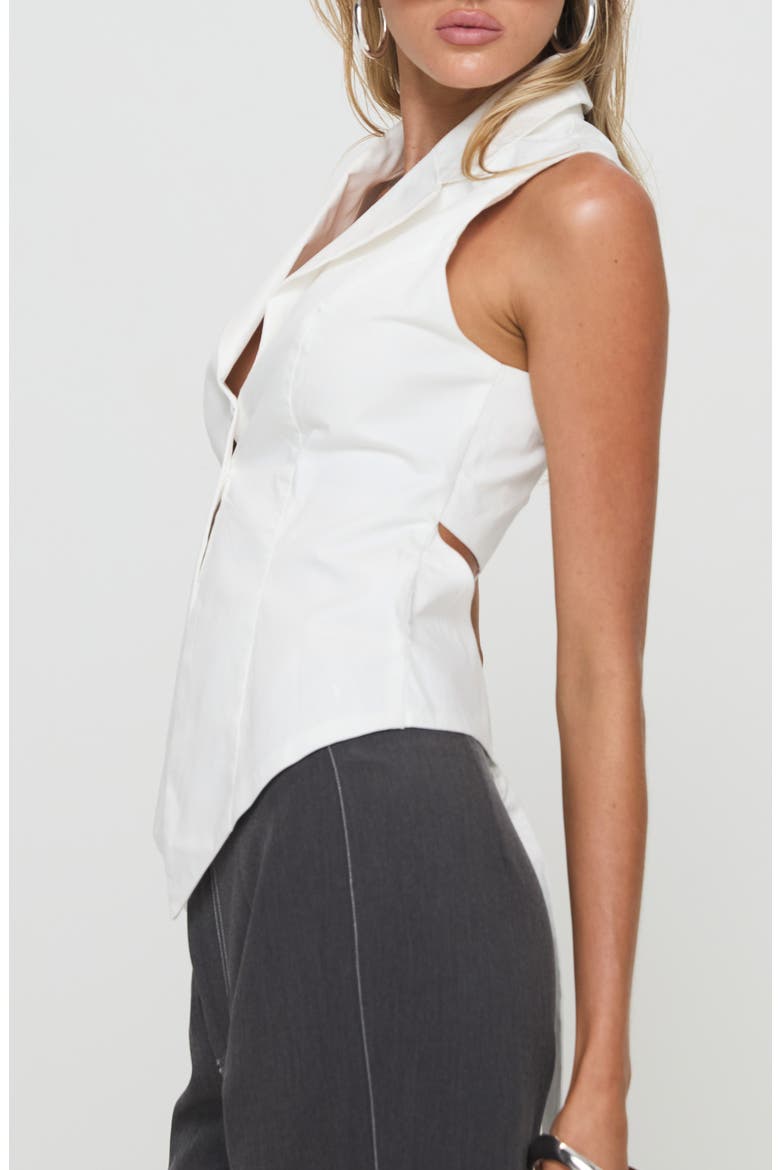 Campus Tie Back Organic Cotton Longline Vest, Alternate, color, WHITE