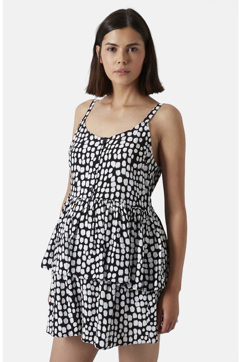 'Smudge Spot' Tiered Maternity Camisole, Main, color, BLACK