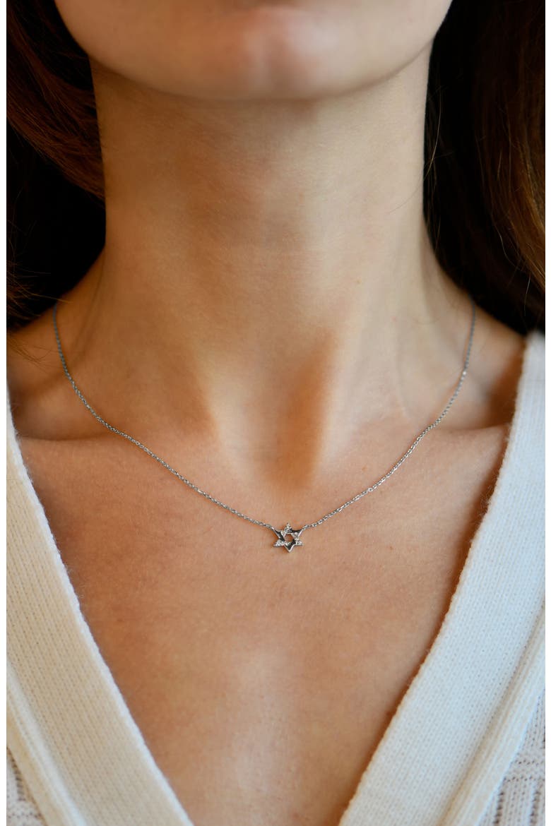 Love Letter Pavé Diamond Star of David Necklace, Alternate, color, SILVER