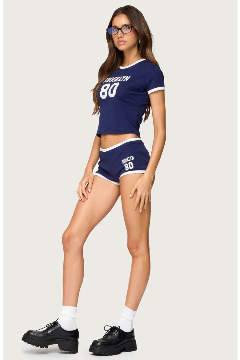 Brooklyn Crop Stretch Cotton T-Shirt, Alternate, color, NAVY