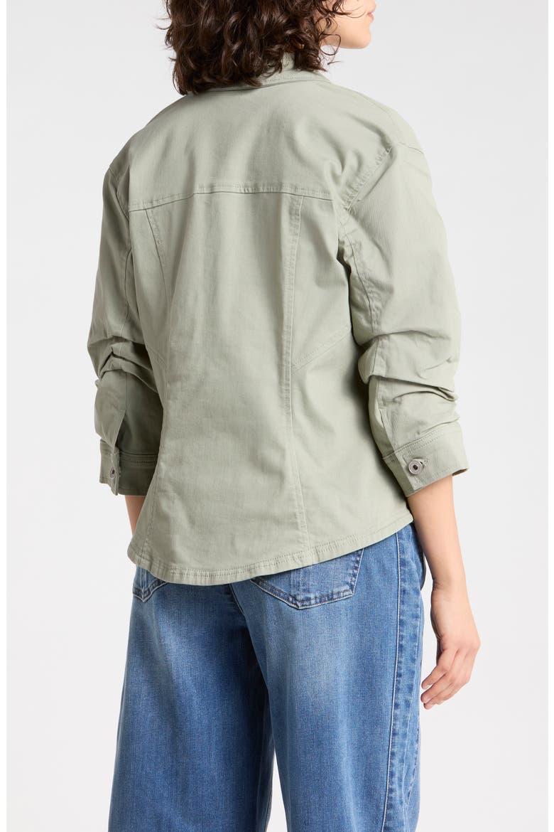 Cinch Sleeve Denim Jacket, Alternate, color, EUCALYPTUS