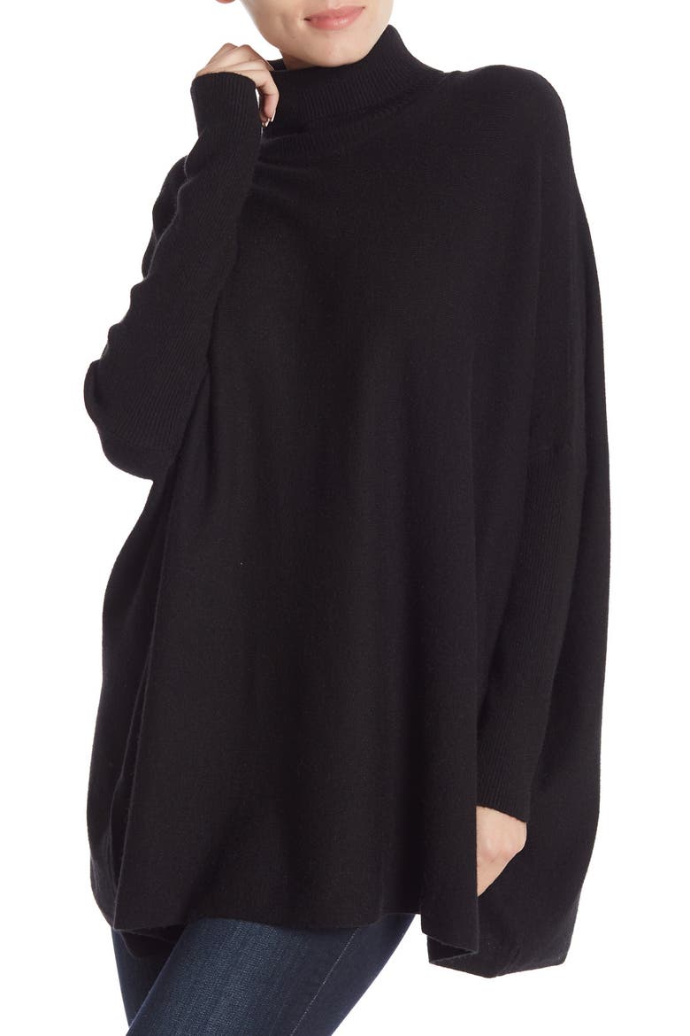 Oversized Boxy Turtleneck, Main, color, BLACK