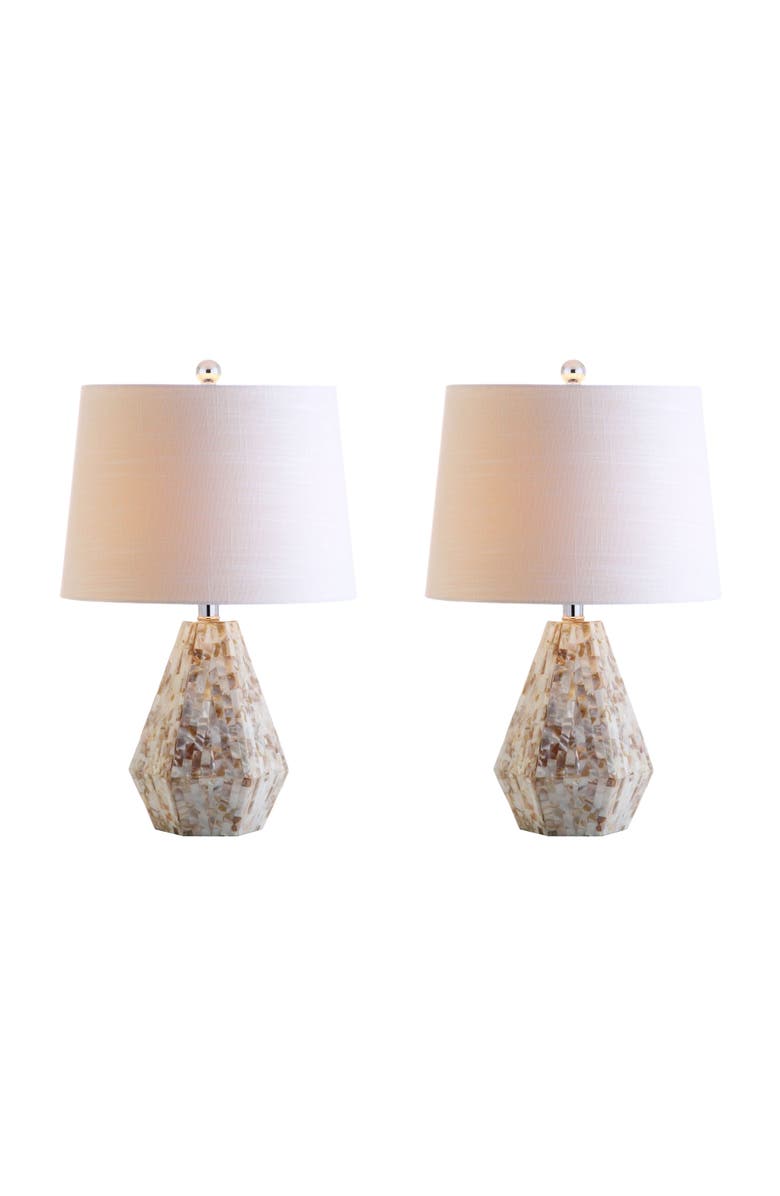 JONATHAN Y Isabella 21" Seashell LED Table Lamp, Natural Ivory, Main, color,