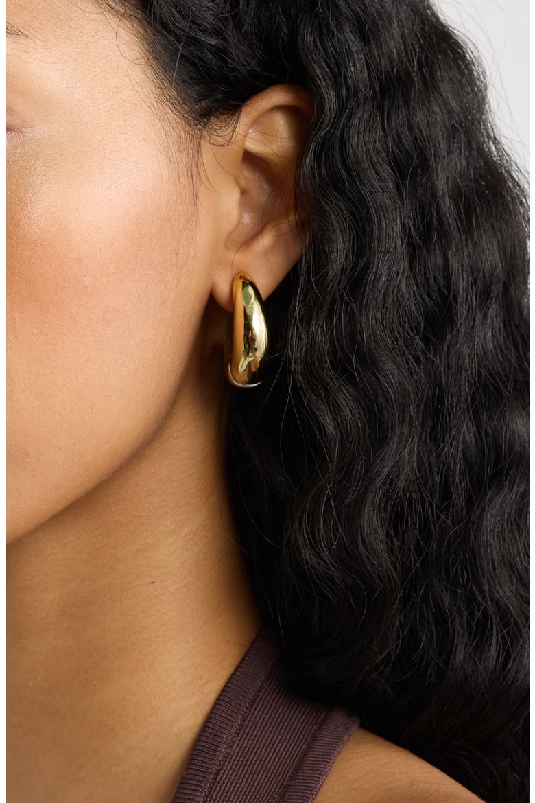 Curved Metal C-Hoop Earrings, Alternate, color, SILVER- GOLD