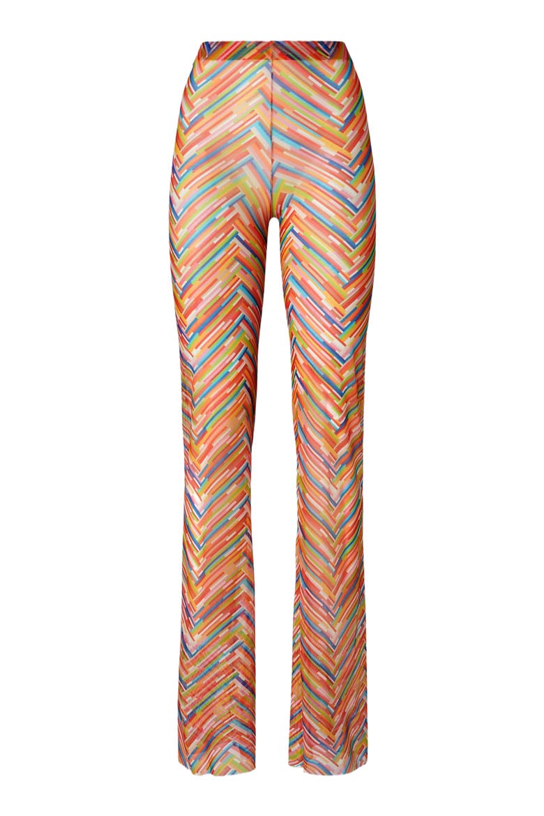 Straight Trousers In Printed Tulle, Alternate, color, Orange Multicoloured