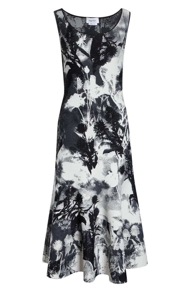 McQueen Floral Jacquard Midi Sweater Dress, Main, color, Ivory/ Black