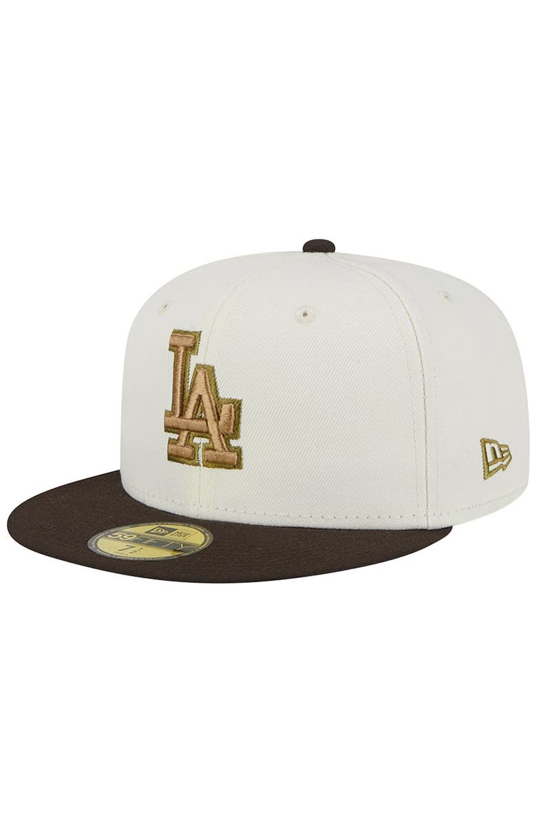 New Era Men's New Era White/Brown Los Angeles Dodgers 50th Team Anniversary 59FIFTY Fitted Hat, Alternate, color, 