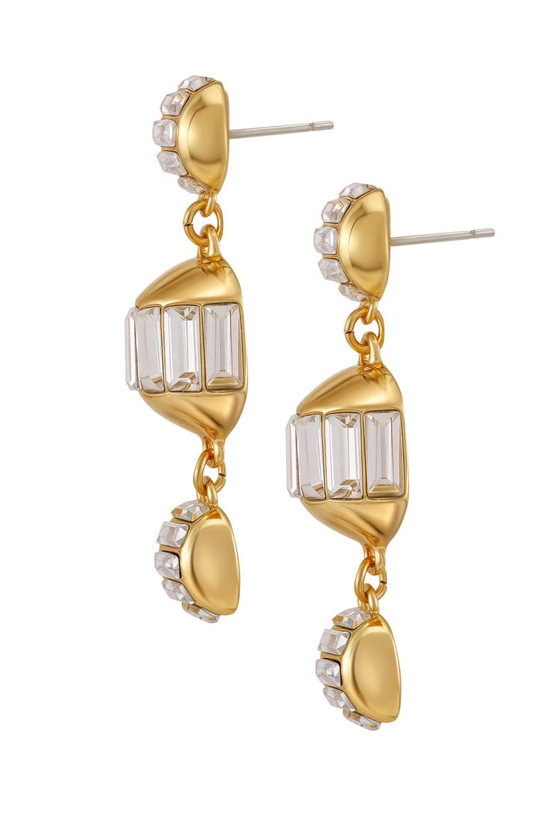 Crystal Sphere Drop Earrings, Alternate, color, 14K Gold Plated