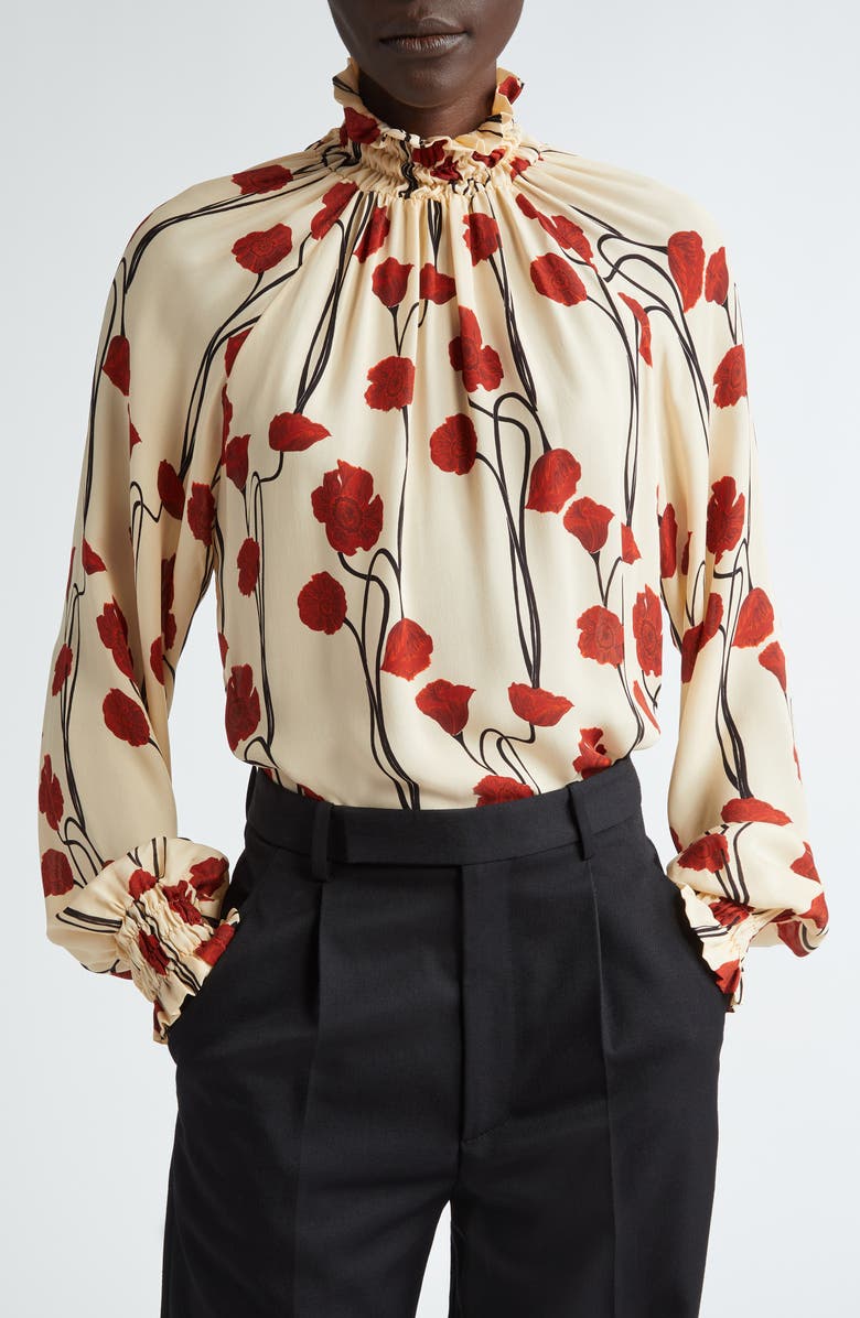 Johanna Ortiz Petalos Rojos Silk Top, Main, color, 