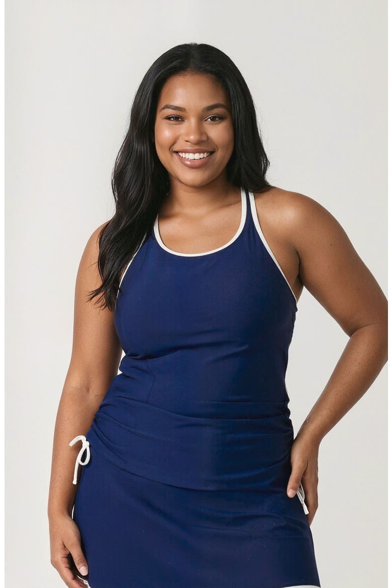 Plus Size Maya Tankini Swim Top With Removable Cups Two-Toned Collection, Main, color, Navy & White