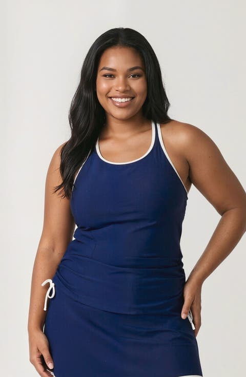 Plus Size Maya Tankini Swim Top With Removable Cups Two-Toned Collection