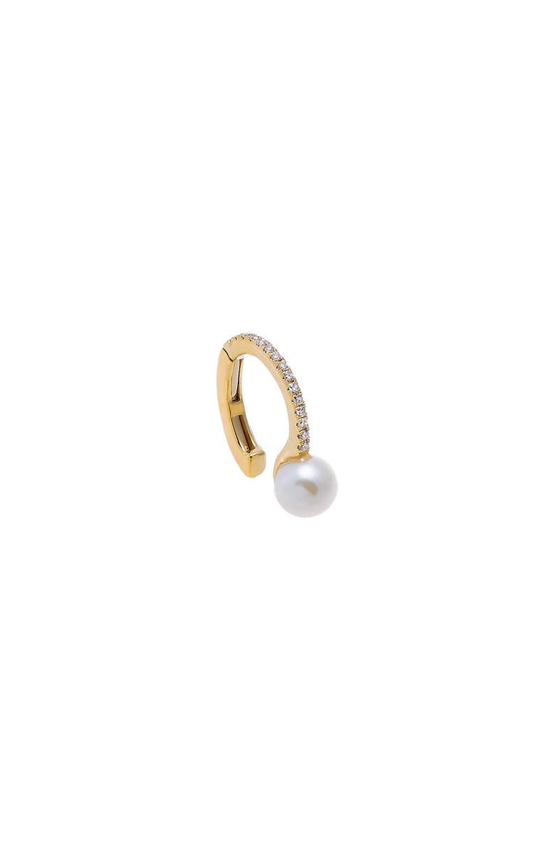 BY ADINA EDEN Diamond Pearl Ear Cuff 14K, Main, color, Pearl White