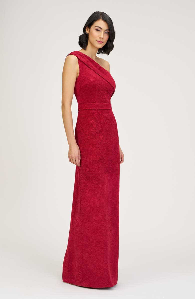 JS Collections Briella One-Shoulder Column Gown, Alternate, color, Red