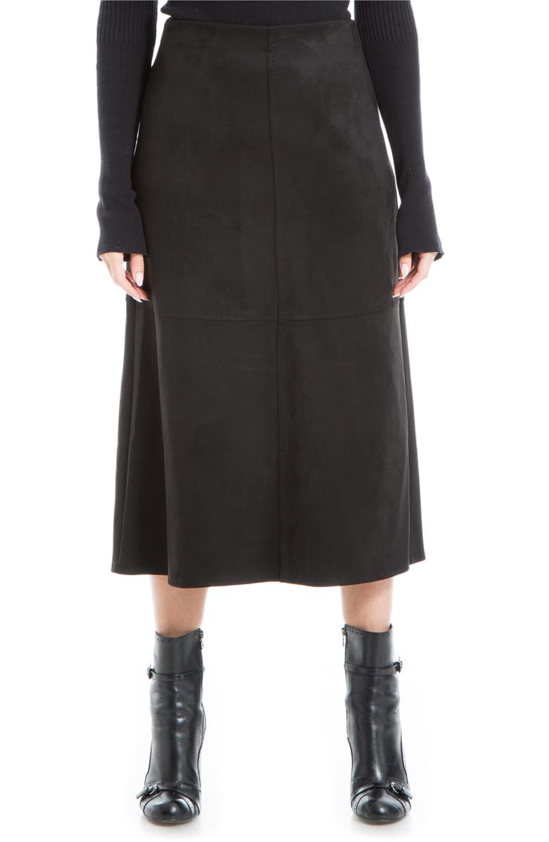 Faux Suede A-Line Midi Skirt