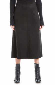 MAX STUDIO Faux Suede A-Line Midi Skirt