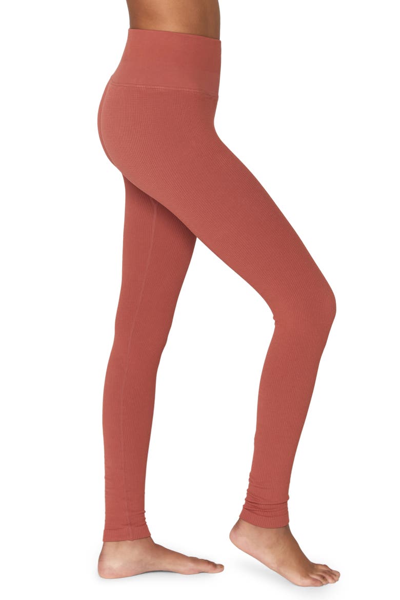 Metta Ribbed Leggings, Alternate, color, RUST